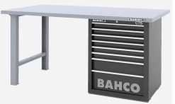 Bahco 1495KH8BKWB18TS Heavy Duty Low Height Steel Top Workbench With 8 Drawer Black Cabinet 1800mm Long