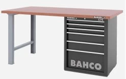 Bahco 1495KH8BKWB18TD Heavy Duty Low Height MDF Top Workbench With 8 Drawer Black Cabinet 1800mm Long