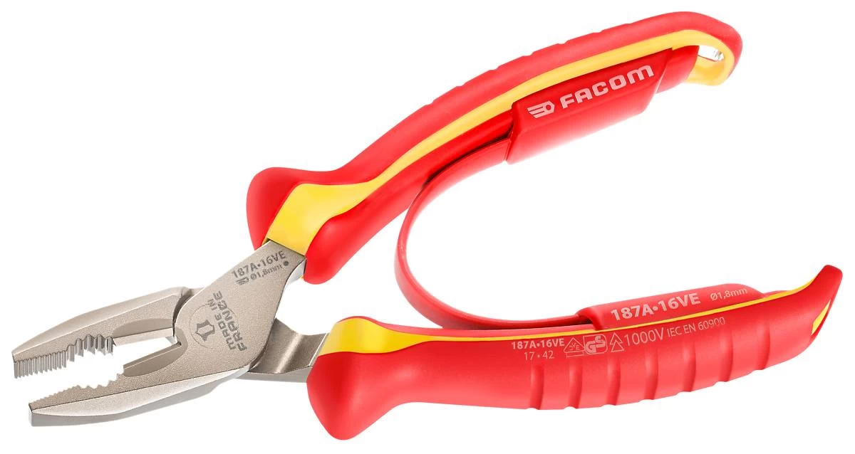 Facom 187A.16VE 1000V Insulated VDE Combination Pliers 165mm 3 Facom 187A.16VE 1000V Insulated VDE Combination Pliers 165mm