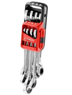 Stahlwille Store 30 Facom 467B.JP8 8 Piece Reversible Ratcheting Anti Slip Combination Spanner Set 8-19mm