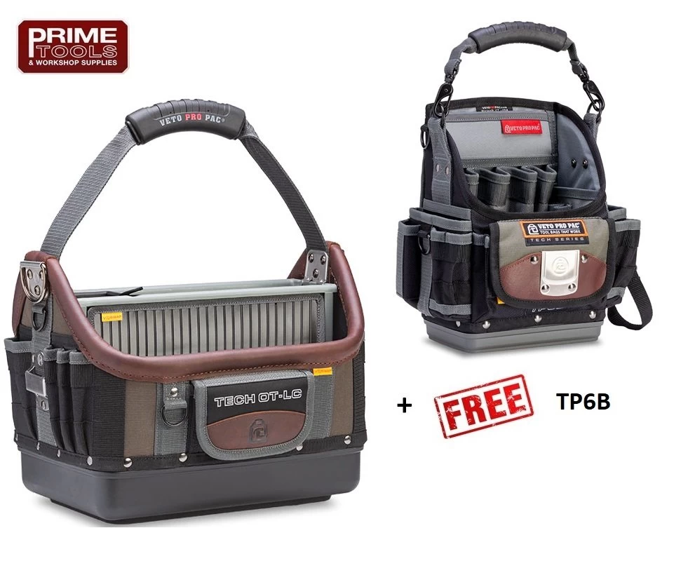 Veto Pro Pac TECH OT-LC Large Open Top Technician Tool Bag + TP6B FREE 3 Veto Pro Pac TECH OT-LC Large Open Top Technician Tool Bag + TP6B FREE