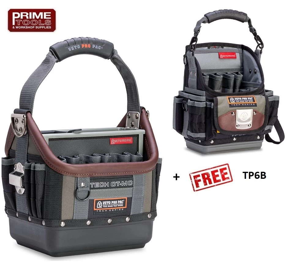 Veto Pro Pac TECH-OT-MC Open Top Tool Bag + TP6B FREE 3 Veto Pro Pac TECH-OT-MC Open Top Tool Bag + TP6B FREE